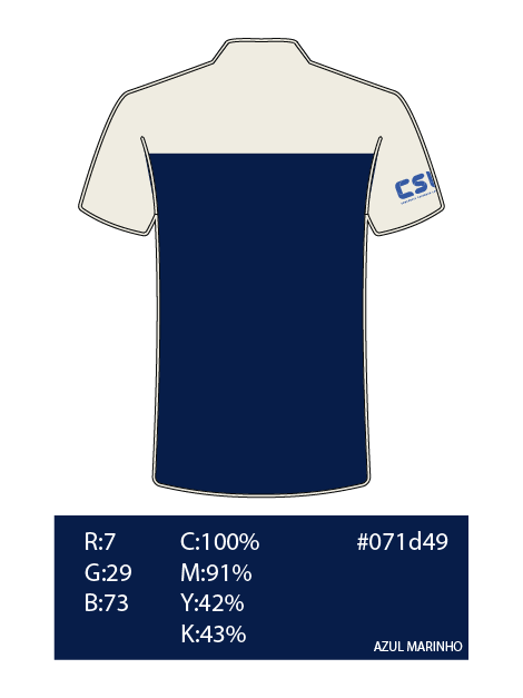 CSL - Camisa Polo masculina - assistente de limpeza - COSTAS - azul marinho