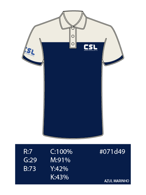 CSL - Camisa Polo masculina - assistente de limpeza - FRENTE - azul marinho